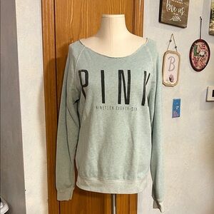 PINK Mint Green Crew Neck Sweatshirt- Size Small